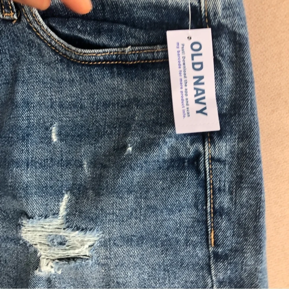 Old Navy High Rise Straight Smooth Pockets Distressed Ripped Row‎ Hem Shorts 10